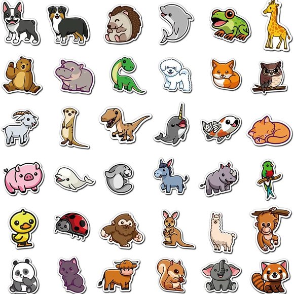 Cute Animal Stickers Colorful Animal Waterproof Stickers Vinyl Cute Aesthetic - Picture 3 of 5